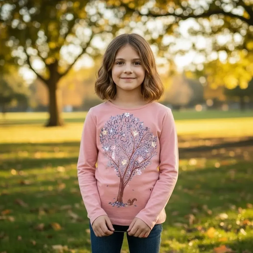 Carter's Girls 10 Long Sleeve Nature is Magical Keyhole Twist Cotton Tee
